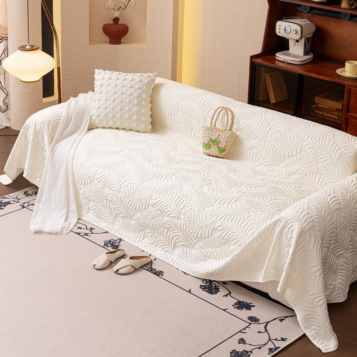 Cooling Quilted Non-Slip Furniture Protector for Pets & Kids, Washable Sofa Slipcover