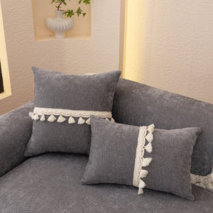 Chenille Sofa Cover Towel – Non-Slip, Washable Pets Couch Protector with Tassels