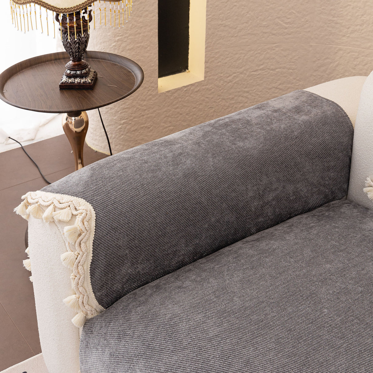 Chenille Sofa Cover Towel – Non-Slip, Washable Pets Couch Protector with Tassels