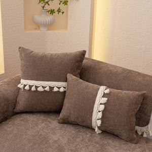 Chenille Sofa Cover Towel – Non-Slip, Washable Pets Couch Protector with Tassels