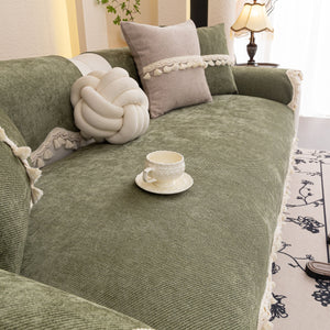 Chenille Sofa Cover Towel – Non-Slip, Washable Pets Couch Protector with Tassels