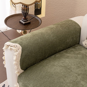Chenille Sofa Cover Towel – Non-Slip, Washable Pets Couch Protector with Tassels
