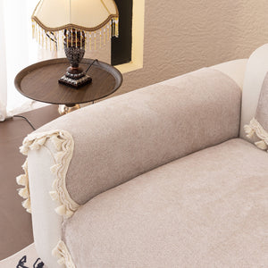 Chenille Sofa Cover Towel – Non-Slip, Washable Pets Couch Protector with Tassels
