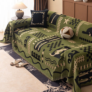 Boho Chic Woven Throw Blanket for Couch, Washable Couch Cover for Pets, Dogs, Cats