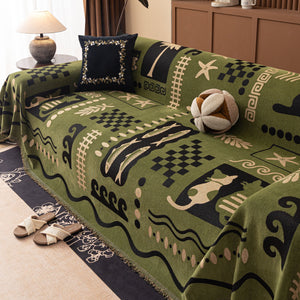 Boho Chic Woven Throw Blanket for Couch, Washable Couch Cover for Pets, Dogs, Cats