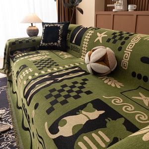 Boho Chic Woven Throw Blanket for Couch, Washable Couch Cover for Pets, Dogs, Cats