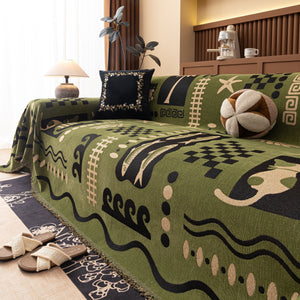 Boho Chic Woven Throw Blanket for Couch, Washable Couch Cover for Pets, Dogs, Cats