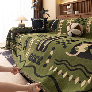 Boho Chic Woven Throw Blanket for Couch, Washable Couch Cover for Pets, Dogs, Cats