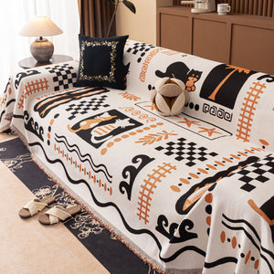 Boho Chic Woven Throw Blanket for Couch, Washable Couch Cover for Pets, Dogs, Cats