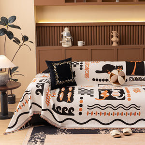 Boho Chic Woven Throw Blanket for Couch, Washable Couch Cover for Pets, Dogs, Cats