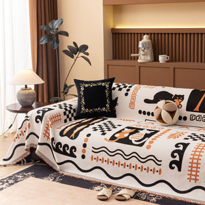 Boho Chic Woven Throw Blanket for Couch, Washable Couch Cover for Pets, Dogs, Cats