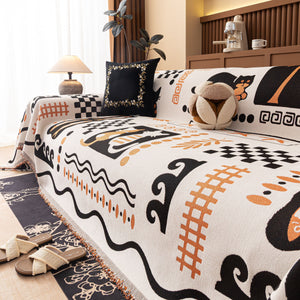 Boho Chic Woven Throw Blanket for Couch, Washable Couch Cover for Pets, Dogs, Cats