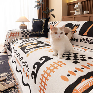 Boho Chic Woven Throw Blanket for Couch, Washable Couch Cover for Pets, Dogs, Cats