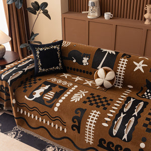 Boho Chic Woven Throw Blanket for Couch, Washable Couch Cover for Pets, Dogs, Cats