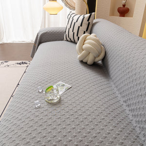 Jacquard Ice Silk Sofa Throw Cover with Gold Trim, Summer Cooling Couch Slipcover