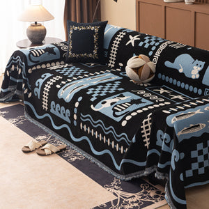 Boho Chic Woven Throw Blanket for Couch, Washable Couch Cover for Pets, Dogs, Cats