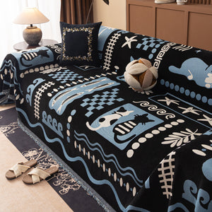 Boho Chic Woven Throw Blanket for Couch, Washable Couch Cover for Pets, Dogs, Cats