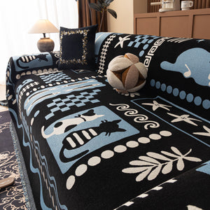 Boho Chic Woven Throw Blanket for Couch, Washable Couch Cover for Pets, Dogs, Cats