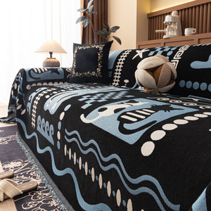 Boho Chic Woven Throw Blanket for Couch, Washable Couch Cover for Pets, Dogs, Cats