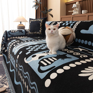 Boho Chic Woven Throw Blanket for Couch, Washable Couch Cover for Pets, Dogs, Cats