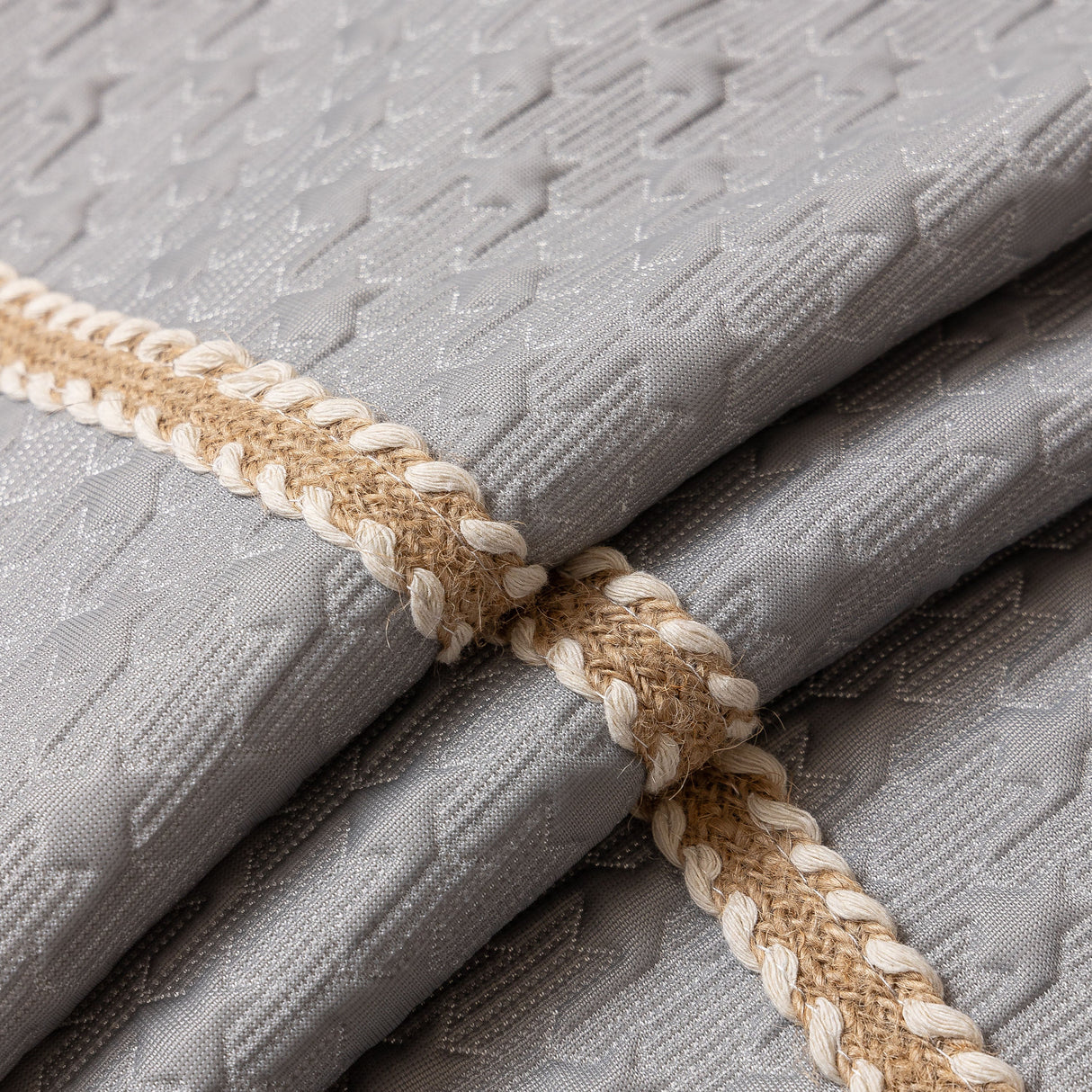 Jacquard Ice Silk Sofa Throw Cover with Gold Trim, Summer Cooling Couch Slipcover