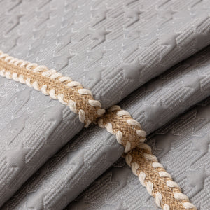 Jacquard Ice Silk Sofa Throw Cover with Gold Trim, Summer Cooling Couch Slipcover