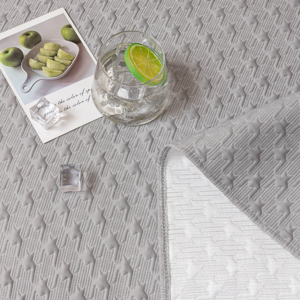 Jacquard Ice Silk Sofa Throw Cover with Gold Trim, Summer Cooling Couch Slipcover