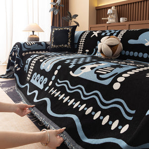 Boho Chic Woven Throw Blanket for Couch, Washable Couch Cover for Pets, Dogs, Cats