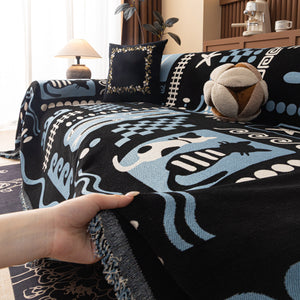 Boho Chic Woven Throw Blanket for Couch, Washable Couch Cover for Pets, Dogs, Cats
