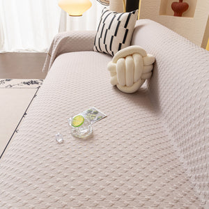 Jacquard Ice Silk Sofa Throw Cover with Gold Trim, Summer Cooling Couch Slipcover