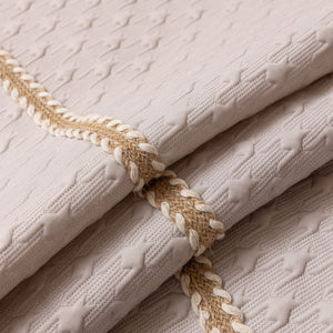 Jacquard Ice Silk Sofa Throw Cover with Gold Trim, Summer Cooling Couch Slipcover