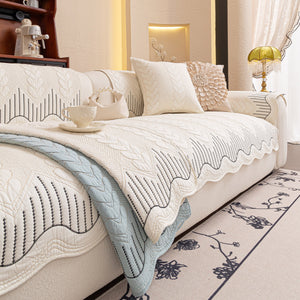3D Quilted Thick Cotton Sofa Cover Non-Slip Couch Throw for Fabric & Leather Sofas