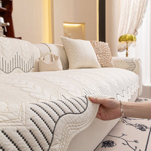 3D Quilted Thick Cotton Sofa Cover Non-Slip Couch Throw for Fabric & Leather Sofas