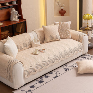 3D Quilted Thick Cotton Sofa Cover Non-Slip Couch Throw for Fabric & Leather Sofas