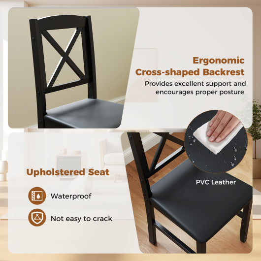 3-Piece Dining Table Set Wooden Square Kitchen Table for 2 People-Gray