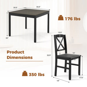3-Piece Dining Table Set Wooden Square Kitchen Table for 2 People-Gray