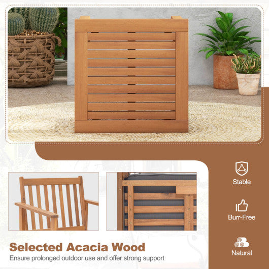 3 Pieces Patio Wood Furniture Set with soft Cushions for Porch-Gray