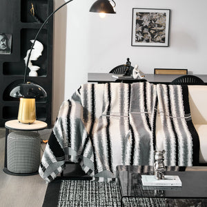 Striped Chenille Sofa Throw Covers, Boho Style Cozy Couch Protector Blanket
