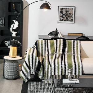 Striped Chenille Sofa Throw Covers, Boho Style Cozy Couch Protector Blanket