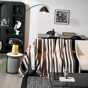 Striped Chenille Sofa Throw Covers, Boho Style Cozy Couch Protector Blanket