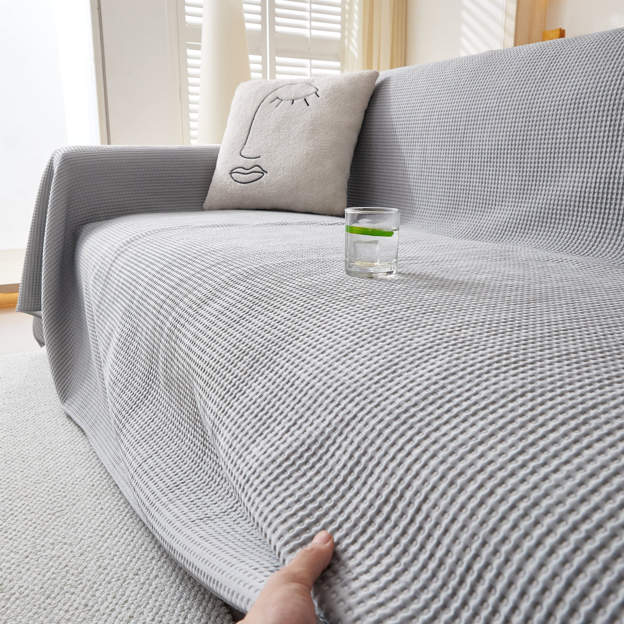 Cooling Comfy Throw Sofa Cover, Textured & Breathable, Multi-Use Decorative Couch Covers for Summer