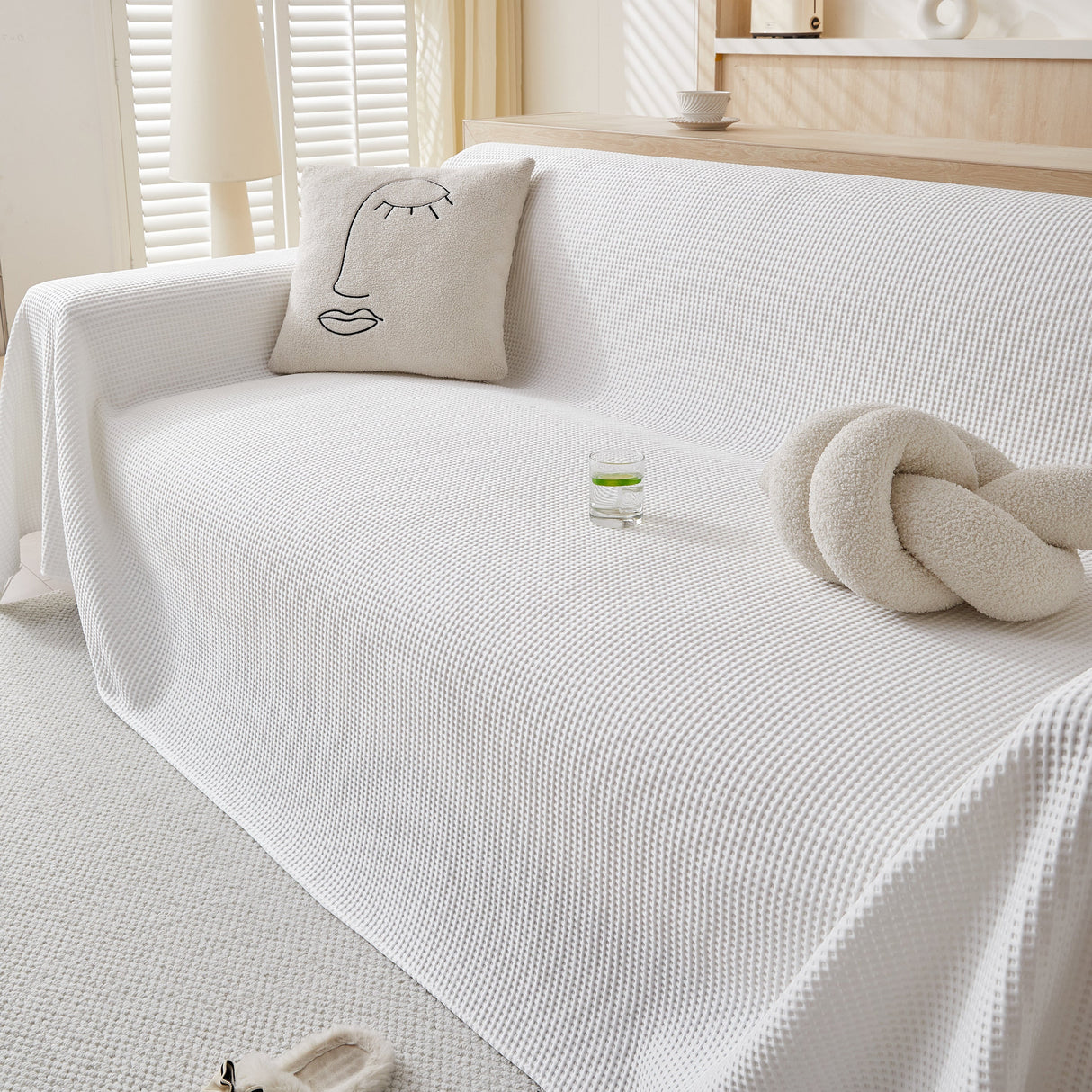 Cooling Comfy Throw Sofa Cover, Textured & Breathable, Multi-Use Decorative Couch Covers for Summer