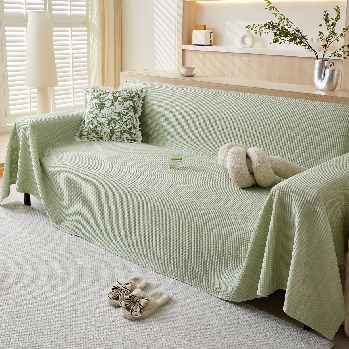 Cooling Comfy Throw Sofa Cover, Textured & Breathable, Multi-Use Decorative Couch Covers for Summer