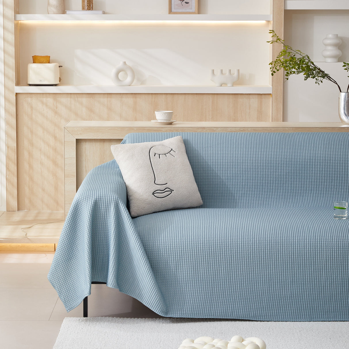 Cooling Comfy Throw Sofa Cover, Textured & Breathable, Multi-Use Decorative Couch Covers for Summer