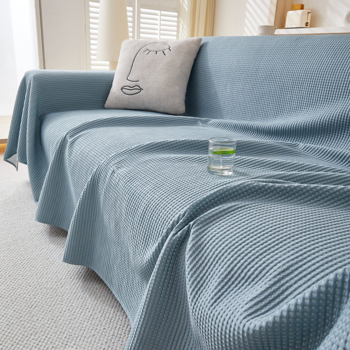 Cooling Comfy Throw Sofa Cover, Textured & Breathable, Multi-Use Decorative Couch Covers for Summer