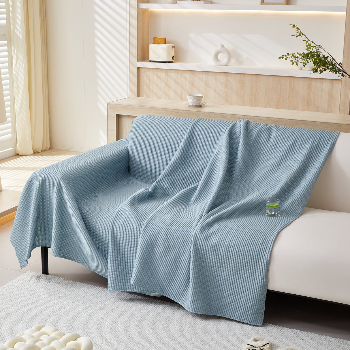 Cooling Comfy Throw Sofa Cover, Textured & Breathable, Multi-Use Decorative Couch Covers for Summer