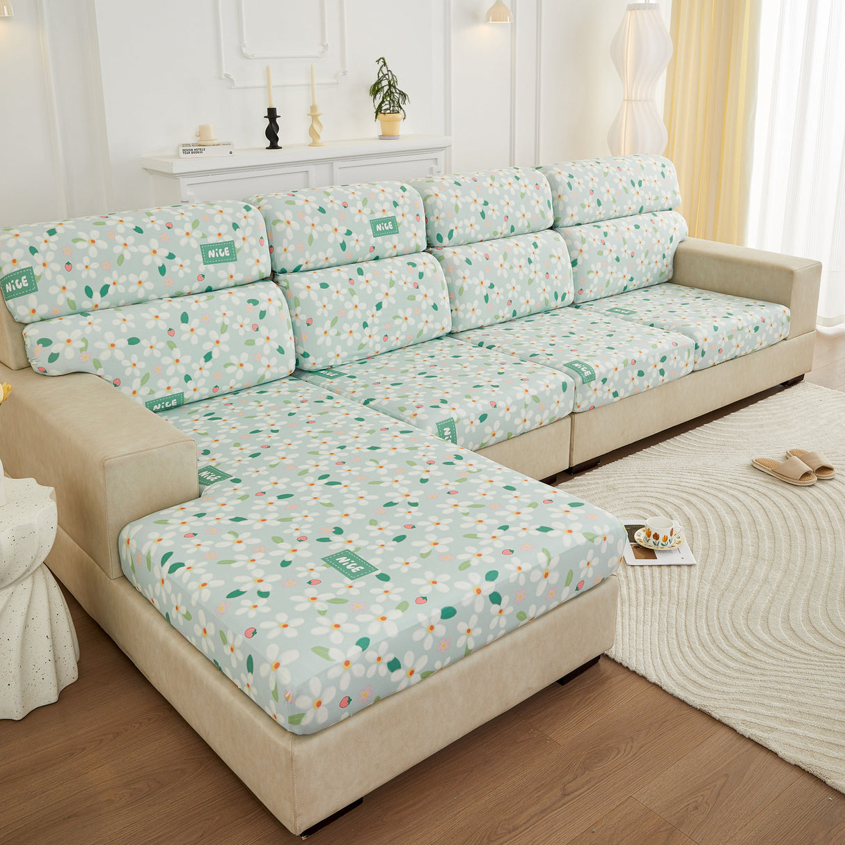 Stretch Individual Cushion Slipcovers, Furniture Protector with Elastic Bottom, Couch Cover Replacement