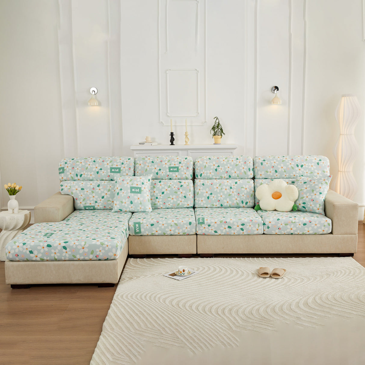 Stretch Individual Cushion Slipcovers, Furniture Protector with Elastic Bottom, Couch Cover Replacement