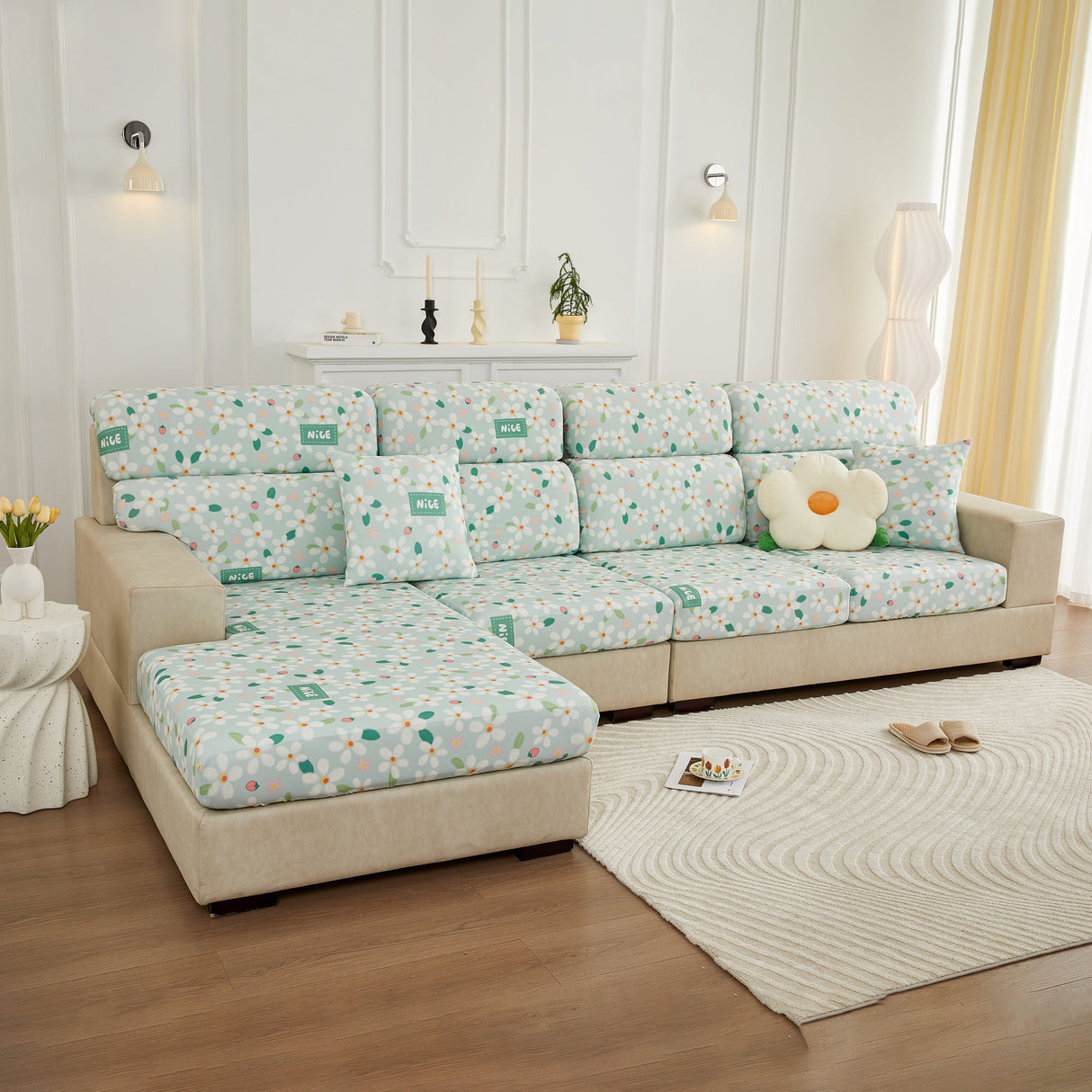 Stretch Individual Cushion Slipcovers, Furniture Protector with Elastic Bottom, Couch Cover Replacement