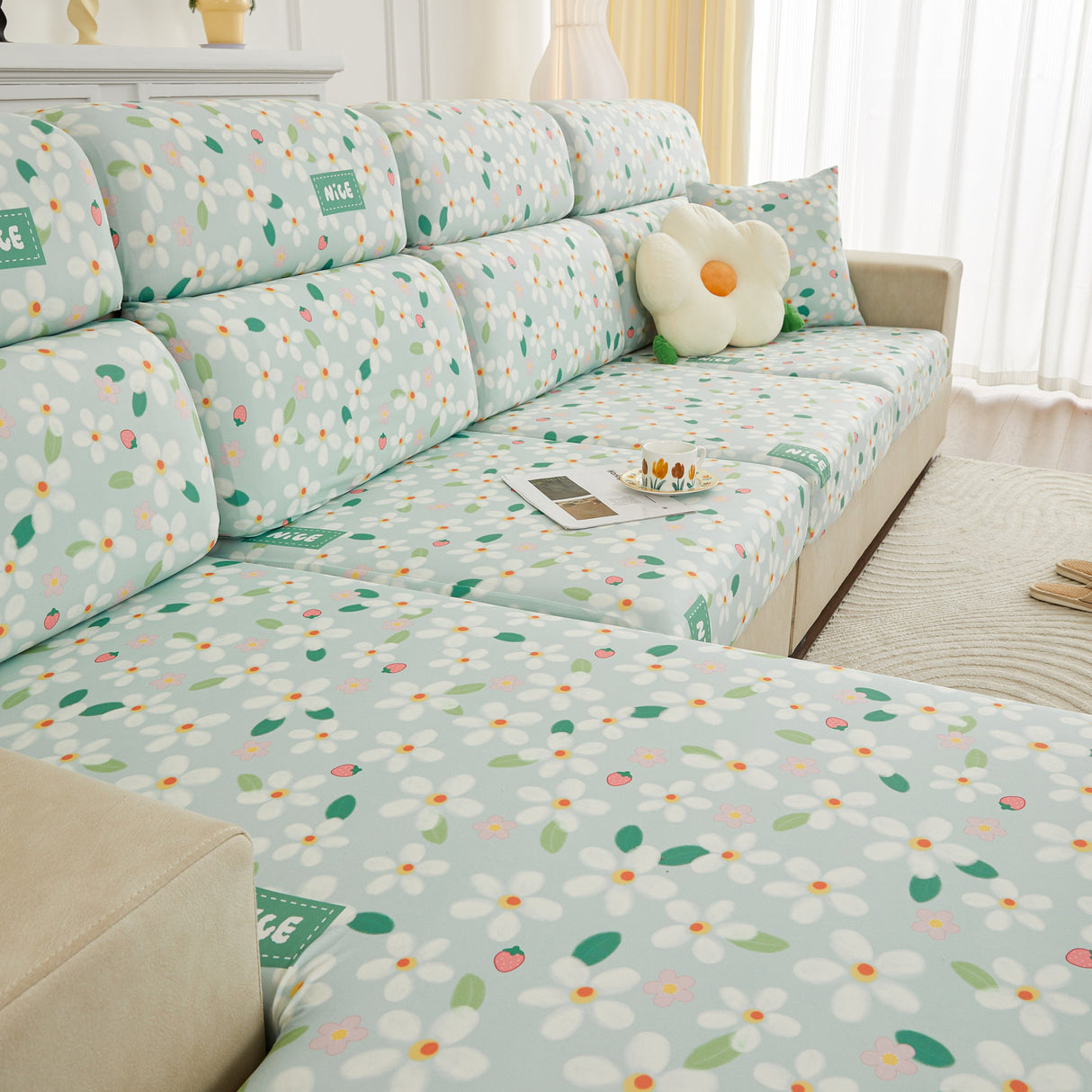 Stretch Individual Cushion Slipcovers, Furniture Protector with Elastic Bottom, Couch Cover Replacement